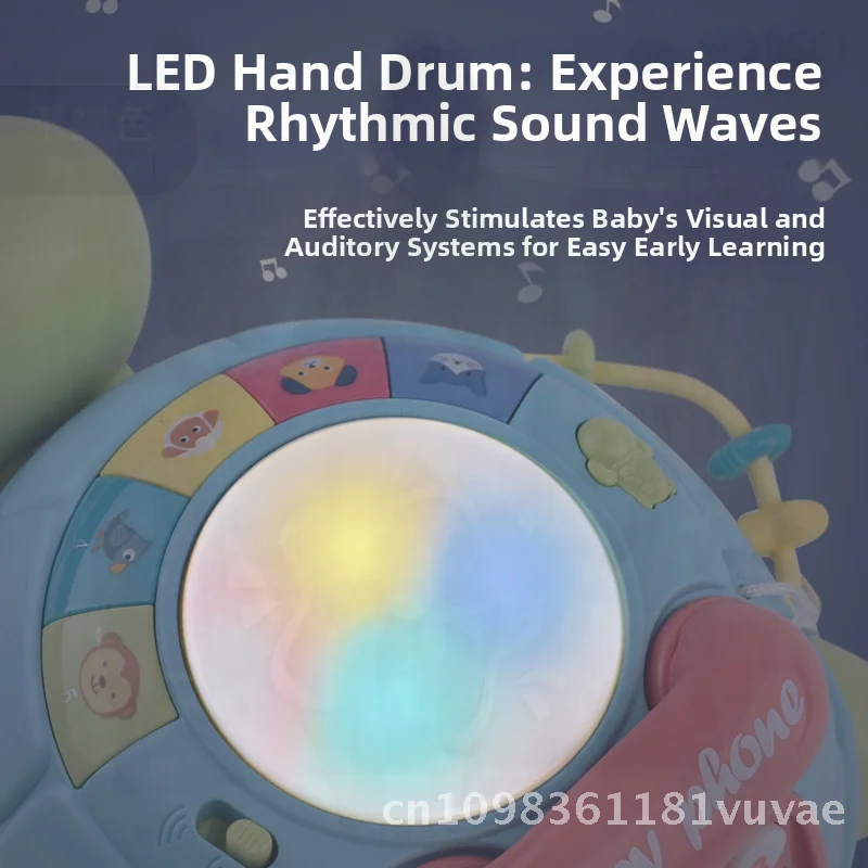 Musique pour enfants éducation précoce histoire Machine amusant ramper tortue téléphone perlé bébé jouet main tambour jouet pour bébé 0-3 ans