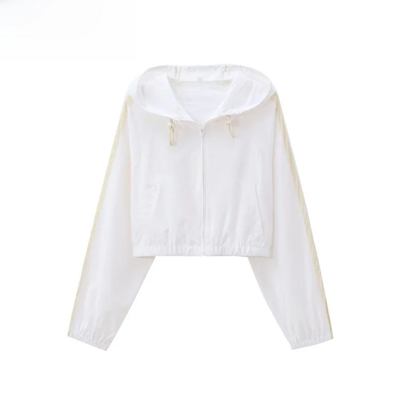 

ZBZR Faionable Long Sve Nylon Hooded Jaet Women's ort Outerwear Zipper Closure Autumn New Arrival Polyester Fiber