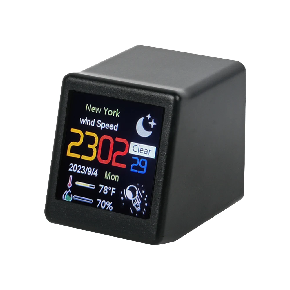 Smart weather clock electronic photo album weather station animation display WiFi networking automatic update desktop ornament