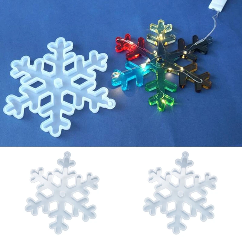 

Y1UB Crystal Epoxy DIY Resin Mold Christmas Snowflake Listed Pendant Silicone Mould