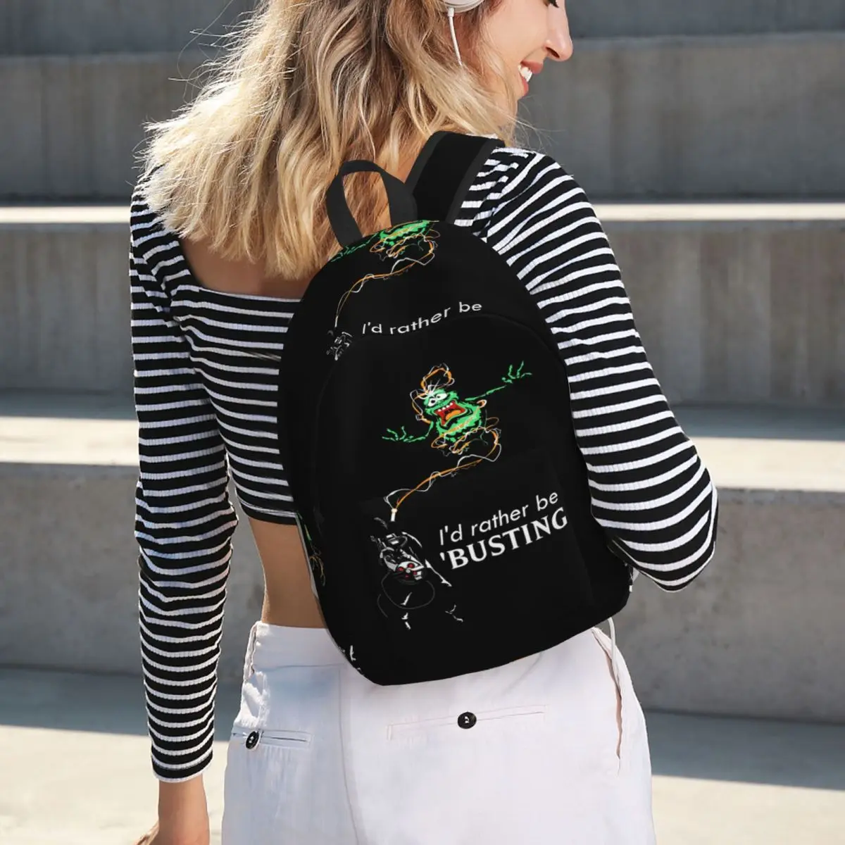 I'd Rather Be Ghostbusting Student Backpack School Bag Hiking Travel Daypack for Boys Girls Fashion Bookbag Shoulder Bags