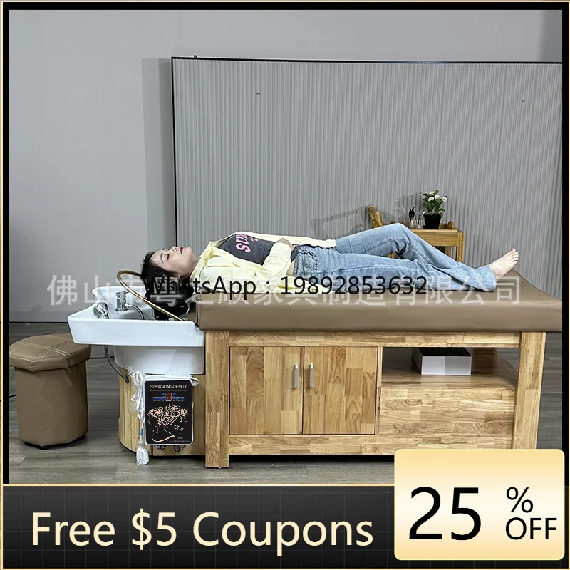 LYY Solid Wood Massage Shampoo Bed Spa Head Therapy Steaming Water Circulation Built-in StorageSalon Hair Salon Barber Shop
