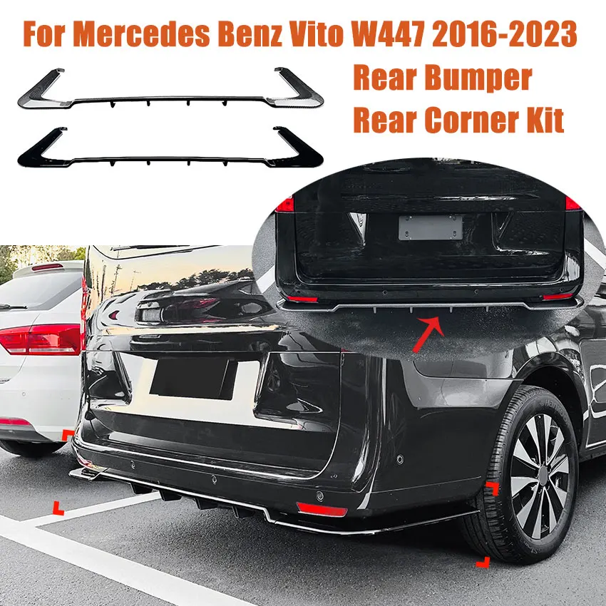 For Mercedes Benz Vito W447 2016-2023 Car Tail Bumper Rear Corner Spoiler Body Kit Exterior Guard Decoration Cover Accessories