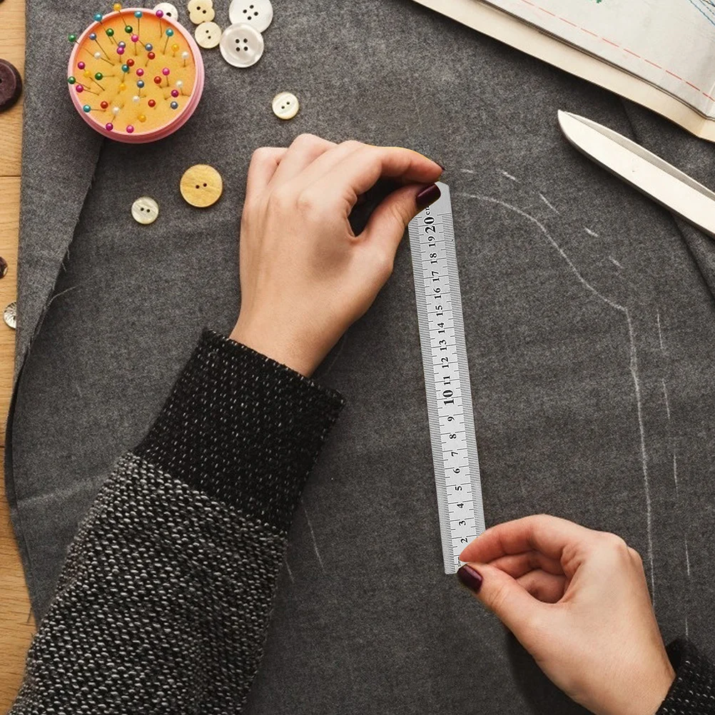 2pcs Stainless Steel Ruler 30Cm Thickened Laser Engraved Dual Scale Measurement Tool For Woodworking Drawing Office Use