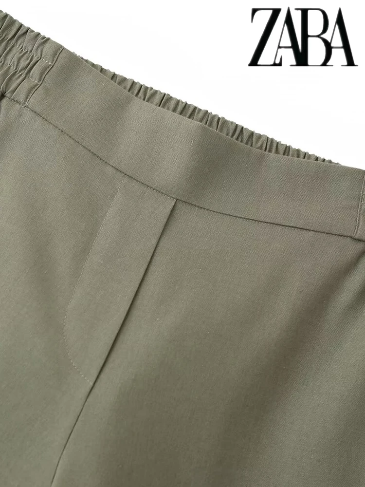 TRAF Donna monopetto risvolto manica corta cravatta impreziosita camicia strada pendolari pantaloni eleganti tinta unita abito casual carta verde