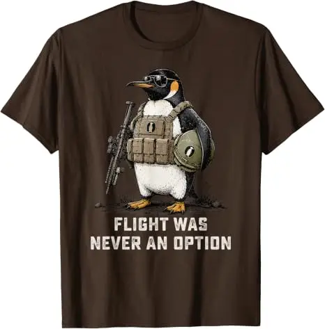 Lustiges taktisches T-Shirt mit Pinguin-Grafik „Flight Was Never An Option“ Y2k Sarkastisches Pinguin-Vogel-Grafik-Bekleidungsstück Herrenmode-T-Shirt – Detail 7