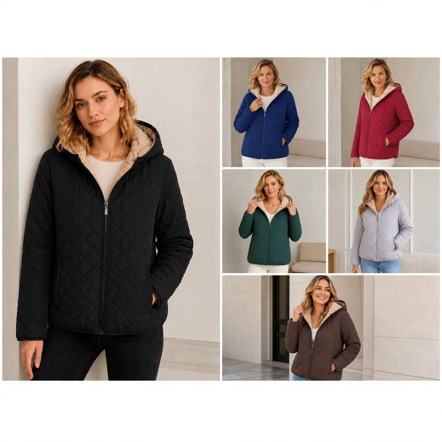 European Beautiful Women's Hooded Quilted Cotton Clothes, Light Meat Covering and Warm Short Women's Cotton-padded Clothes