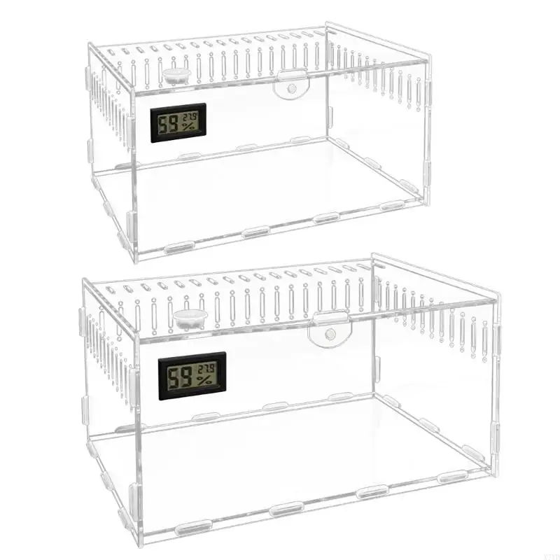 X7YD Insect Feeding Box Clear Acrylic Container Terrariums for Spiders Reptiles