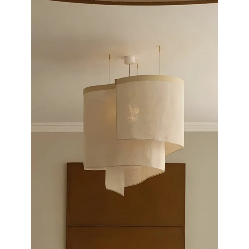 Japanese Wabi Sabi Fabric Pendant Light Handmade Fabric Chandelier for Living Room Bedroom Dining Room Decor Lighting Fixtures