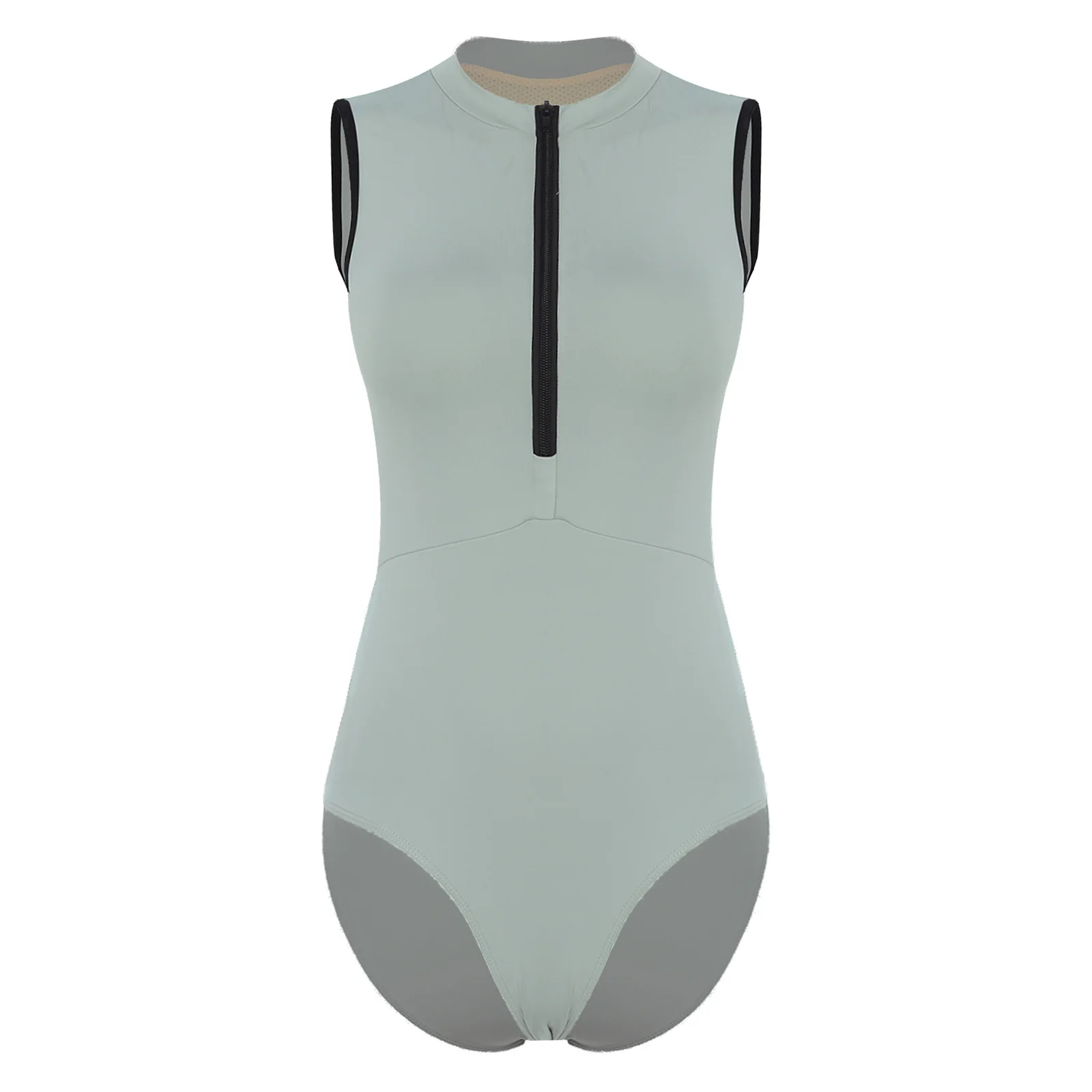 

Womens Professional Ballet Dance Leotard Sleeveless Back Hollow Out Front Half Zip Removable Cups Gymnastics Bodycon Bodysuit