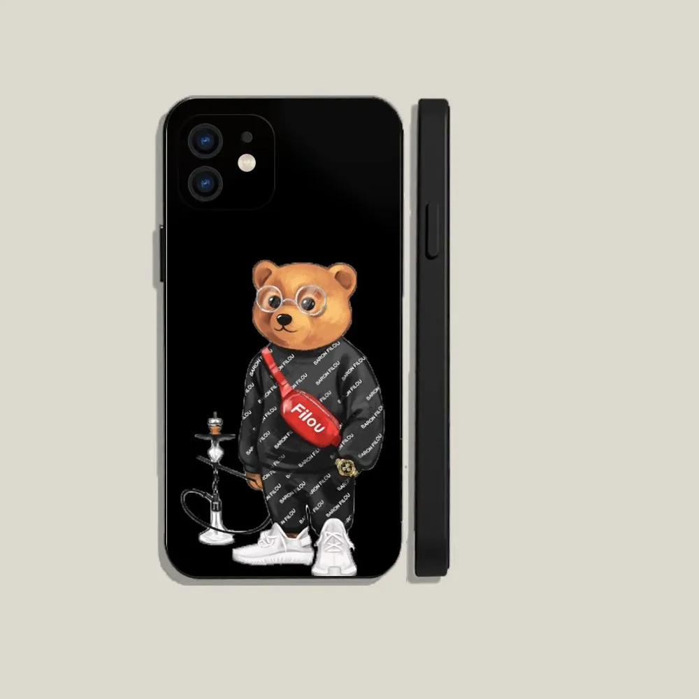 Fashion Baron F-Filou Bear   Phone Case For iPhone 15,14,13,12,11,Plus,Pro Max,XS,X,XR,SE,Mini,8,7 Soft Silicone Black Cover