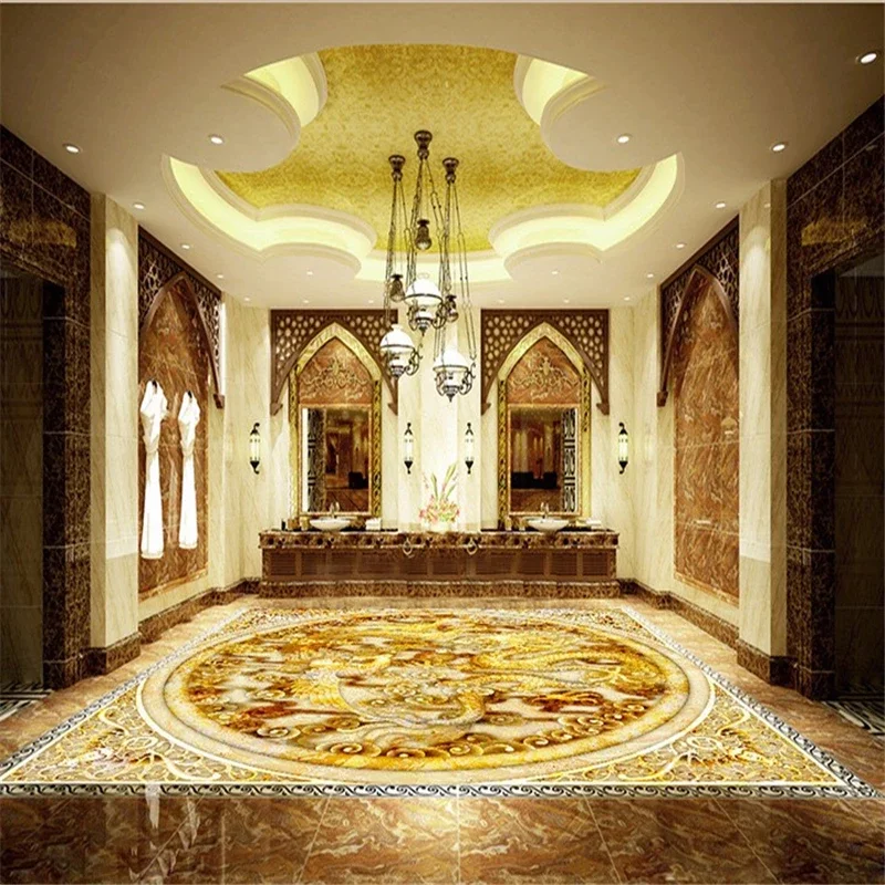 papel de parede 3D stereoscopic wallpaper KTV living room Dragon Phoenix Relief ceiling wall paper Hotel Lobby Mural 3D Stickers