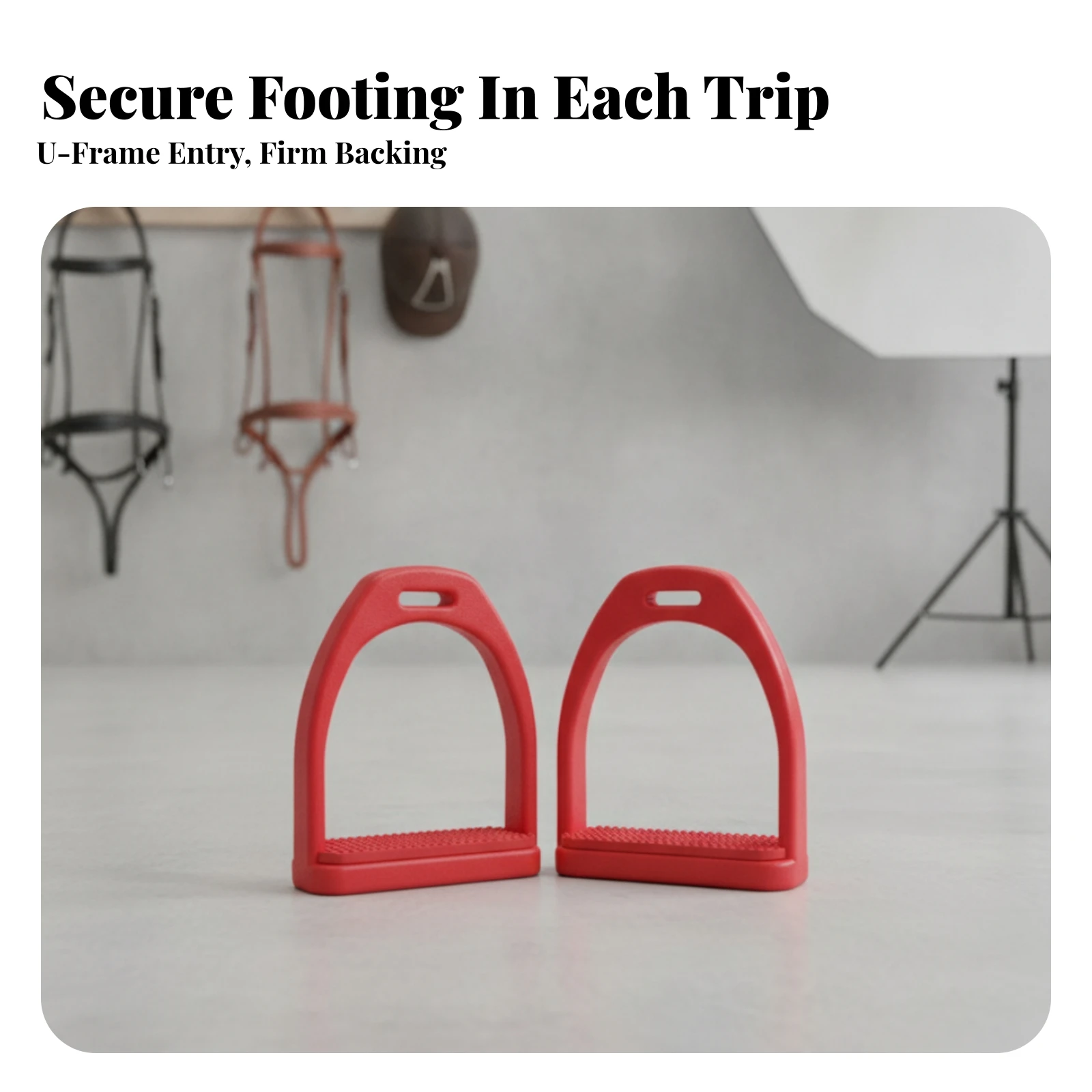Stirrups with Rubber Grip Non-Slip Stirrup with Rubber Grip Plastic Stirrup Lightweight Tack Long-Lasting for Riders
