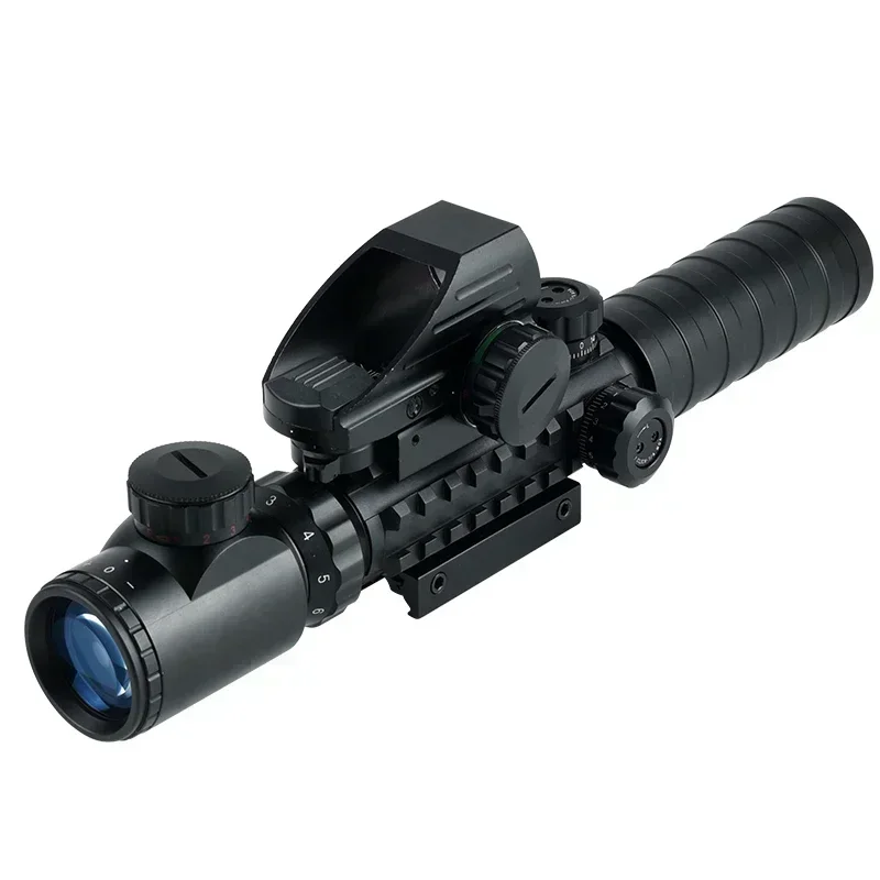 3-9x32 Tactical Red/Green Reticle Riflescope with Red Laser Combo Scope Reflex Holographic Dot Sight Hunting Shooting Optical