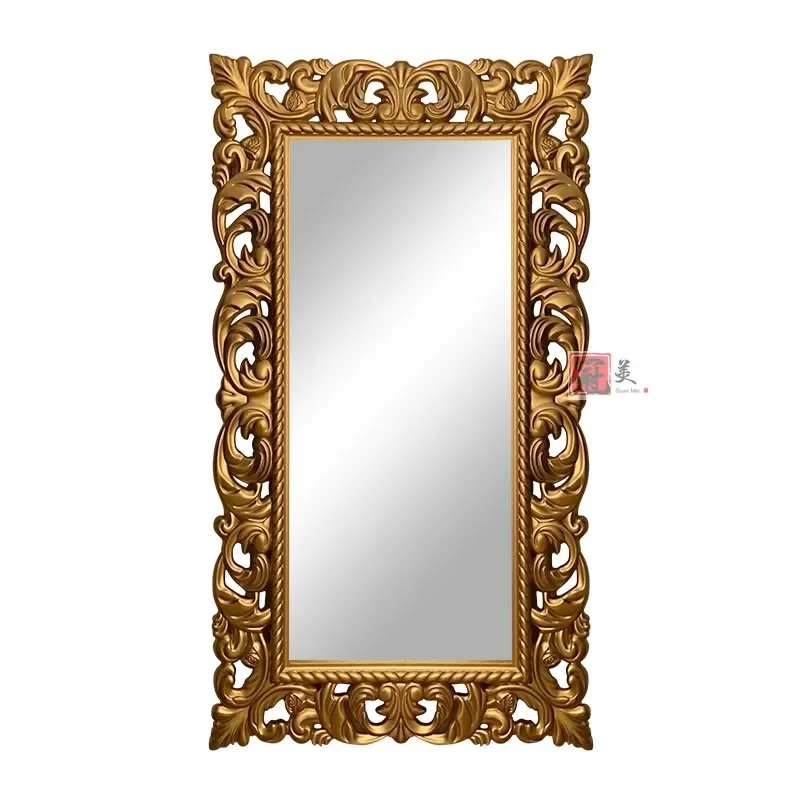 

French full body mirror retro home engraved European floor mirror luxury dressing fitting mirror