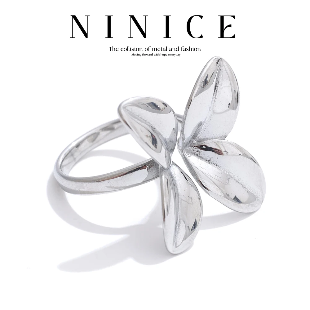 NiNice Rings Stainless Steel Selected Jewelry Flower Decoration Accessories with Adjustable Fashion Design Personalized Gift