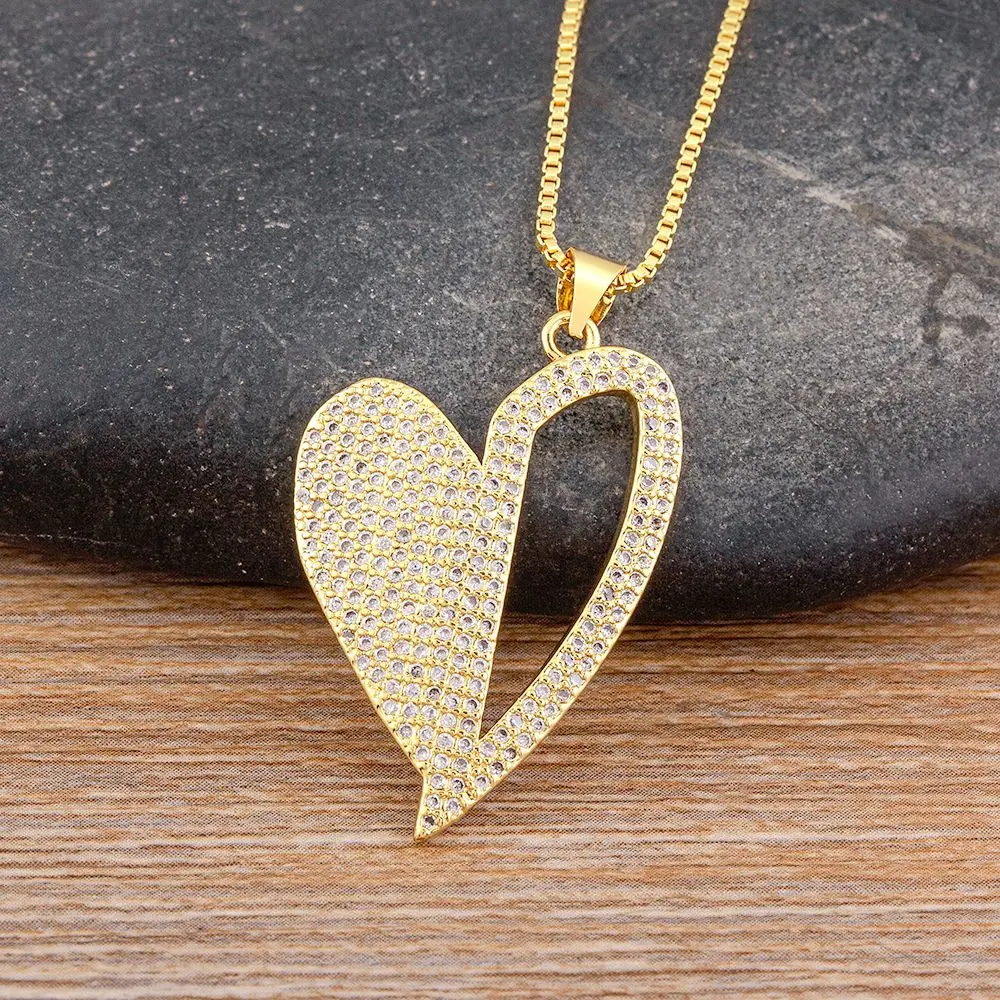 Nidin New Trendy Clavicle Chain Necklace for Women Sweet Korean Style Gold Color Irregular Heart Pendant Choker Jewelry Gifts