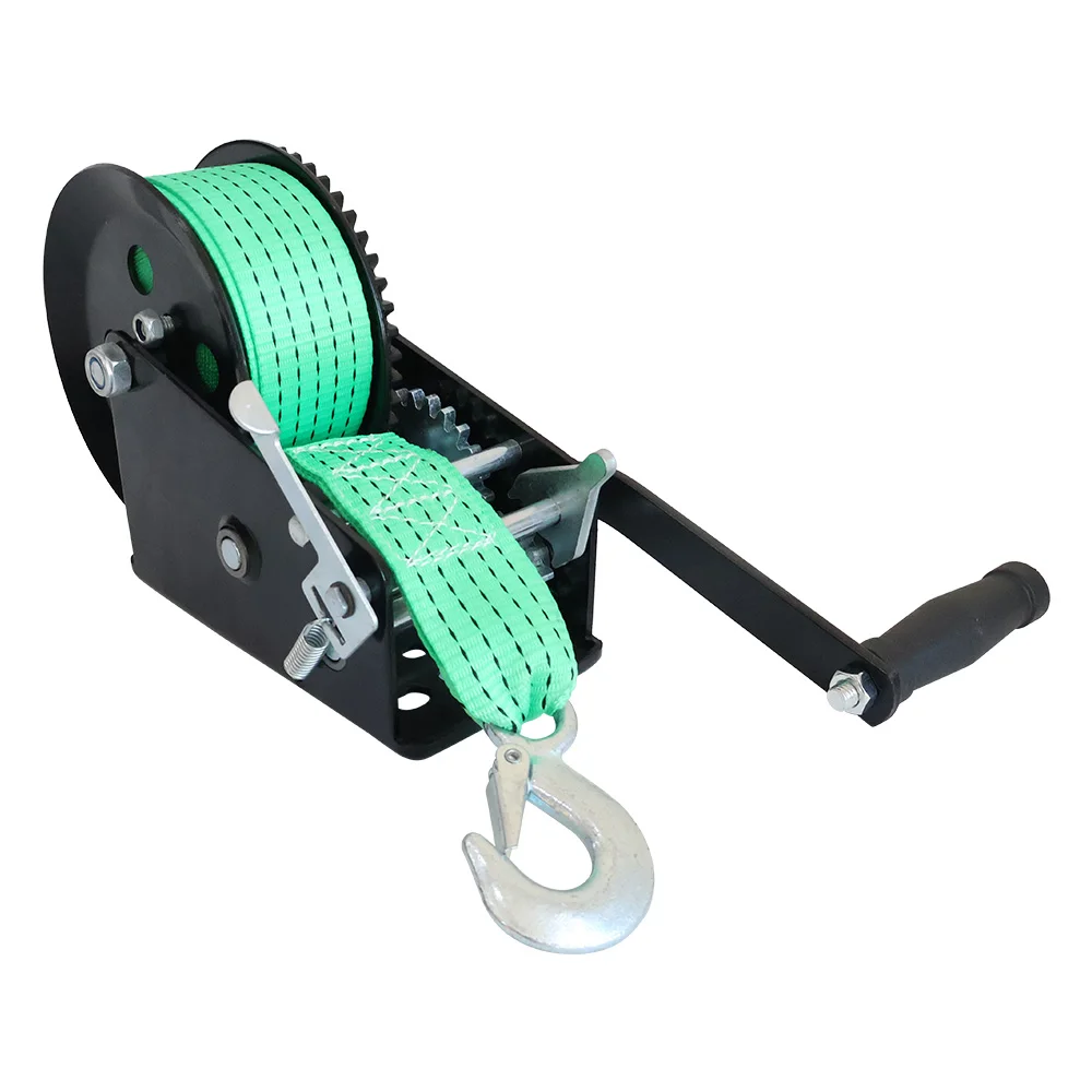 Electrophoresis Coated Boat Winch with Flat Webbing Matching Slot for Yacht Trailer Hull Hauling