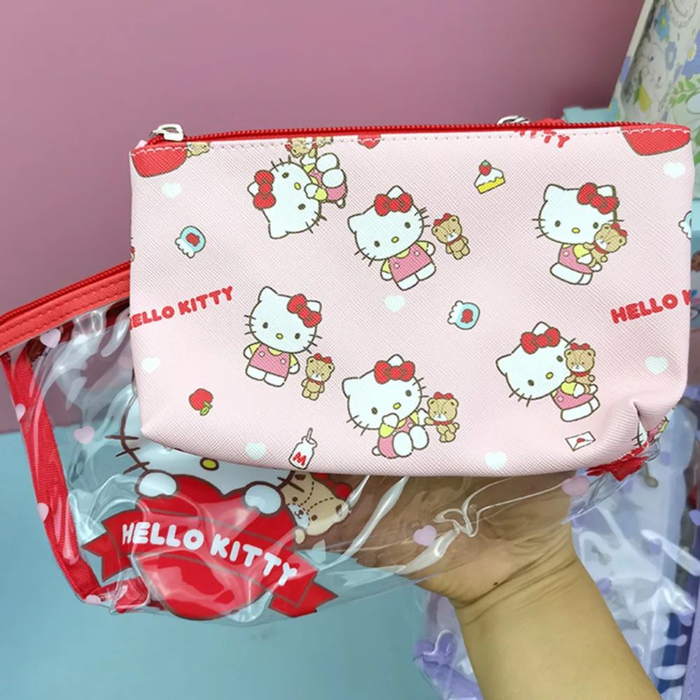 MINISO Sanrios Cinnamoroll Hangyodon HelloKittys Kuromi Storage Bag Cartoon Cute Cosmetic Bag Pencil Case Gift 2 Piece Set