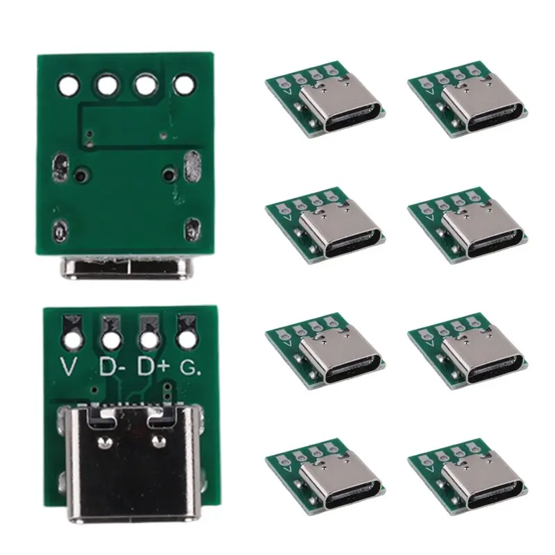 10 PCS TYPE-C USB3.1 16 Pin Female To 2.54Mm Type C Connector 16P Adapter Test PCB Board Plate Socket For Data Transfer User-Fri