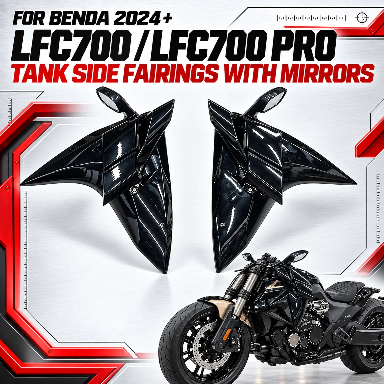 BENDA LFC700 LFC700PRO 2024+ Tank Side Cowling Assembly with Rear View Mirror