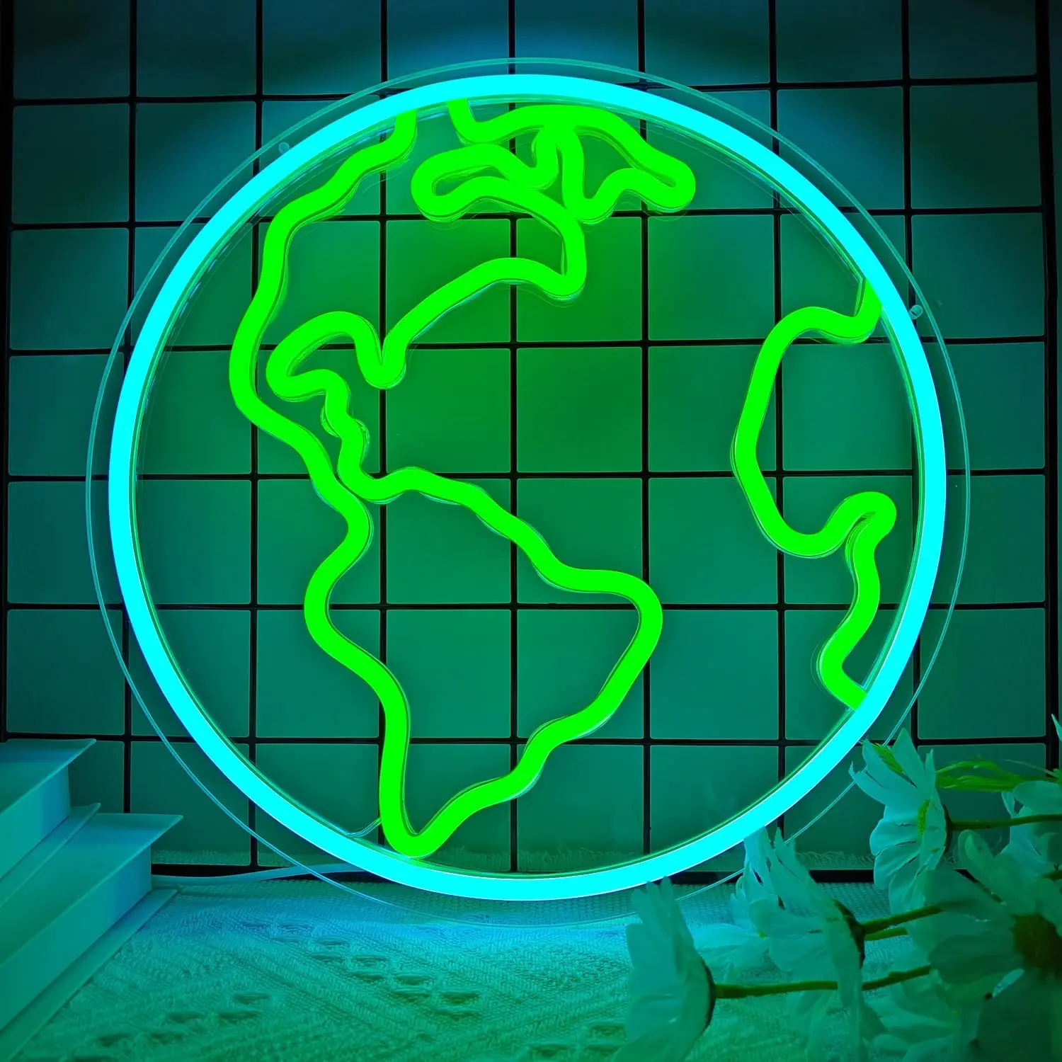 

Earth Neon Sign USB LED Light for Science Classroom Tiki Bar Gaming Room Bedroom Decoration personnalisé Gift Night Light
