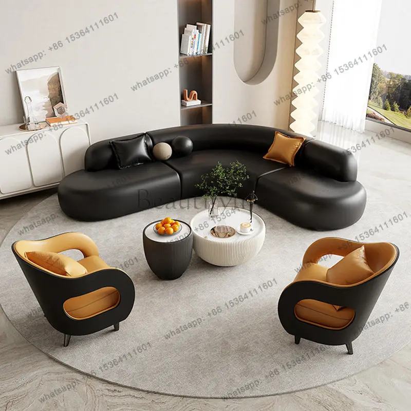 Factory Direct Sales Italian Minimalist Office Sofa Modern High-end Living Room Corner L-shaped Reception Sofa Guest Area Office