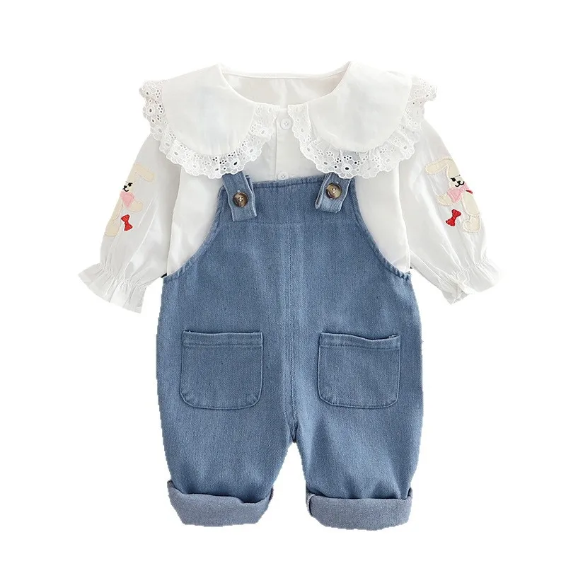 

New Autumn Baby Clothes Set Children Girls Long Sleeved Shirt Overalls 2Pcs/Sets Kids Clothing Infant Costume Toddler Tracksuits