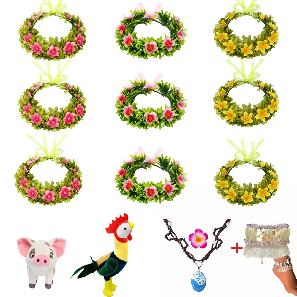 

Girls Moana Garland Flower Wreath Headdress Kid Adult Princess Costume Play Accessory Vaiana Floral Headgear Wig