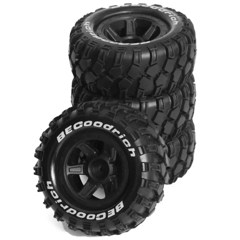 4 pçs 90mm 1.9 "jante da roda de plástico conjunto de pneus de borracha para 1/10 rc rastreador carro axial scx10 90046 trxs trx4 rc4wd d90 d110 mst