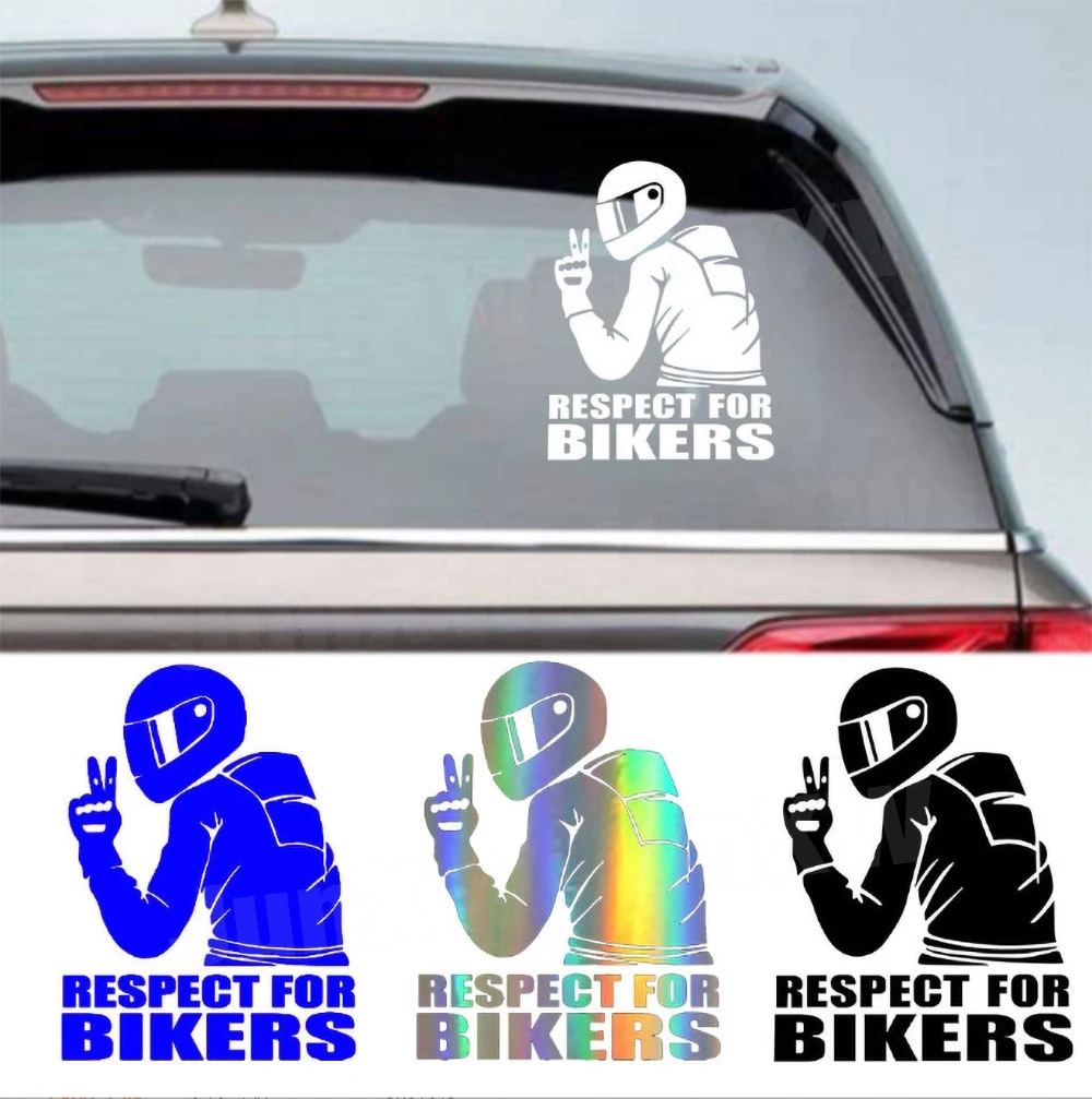 Motorcycle Reflector Sticker Decal Waterproof Helmet Reflective Stickers Car Red Respect for Bikers Vinyl Styling