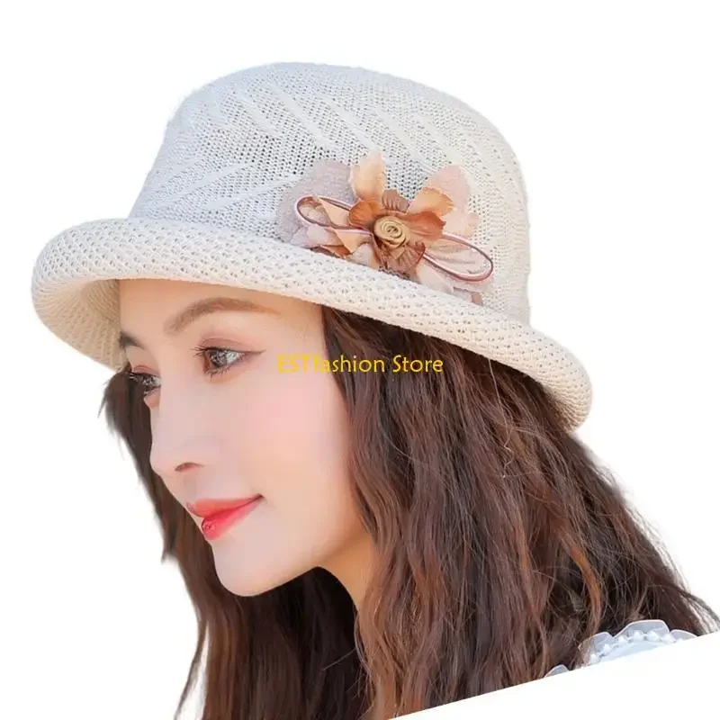 Y5GC Braided Bucket Hat For Adults Stylish Bows Accent Lightweight Sun Hat Multiple Color Easy To Pack And Carry