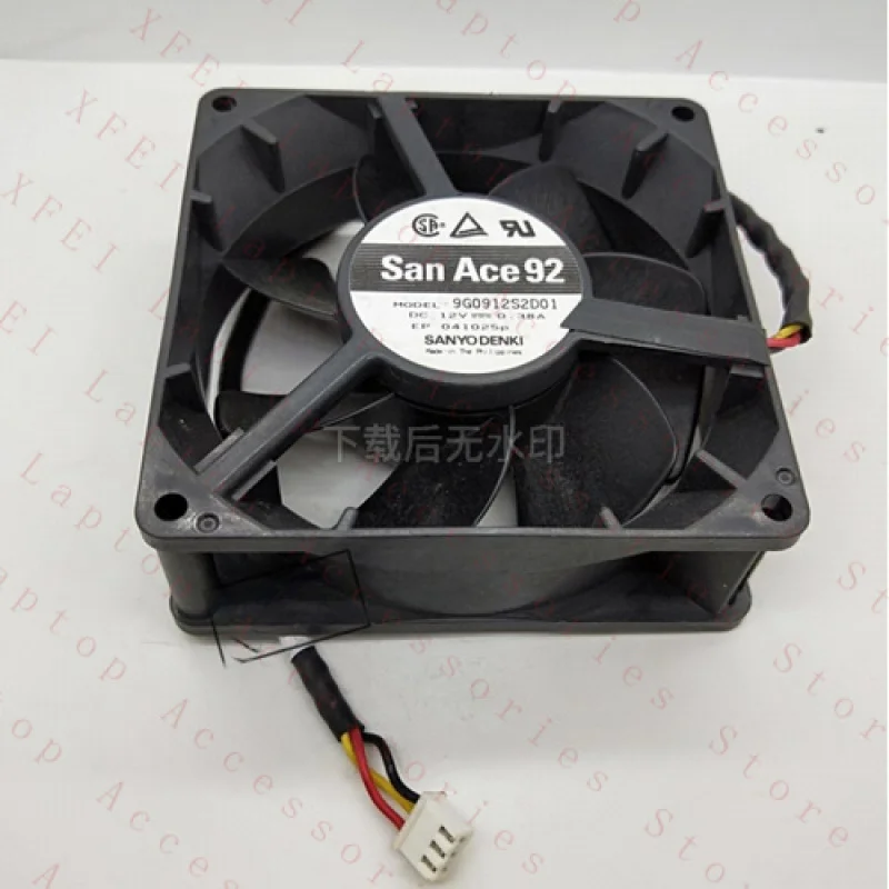 F for Sanyo 9G0912S2D01 DC12V 0.38A 9032 9cm 3-wire cooling fan