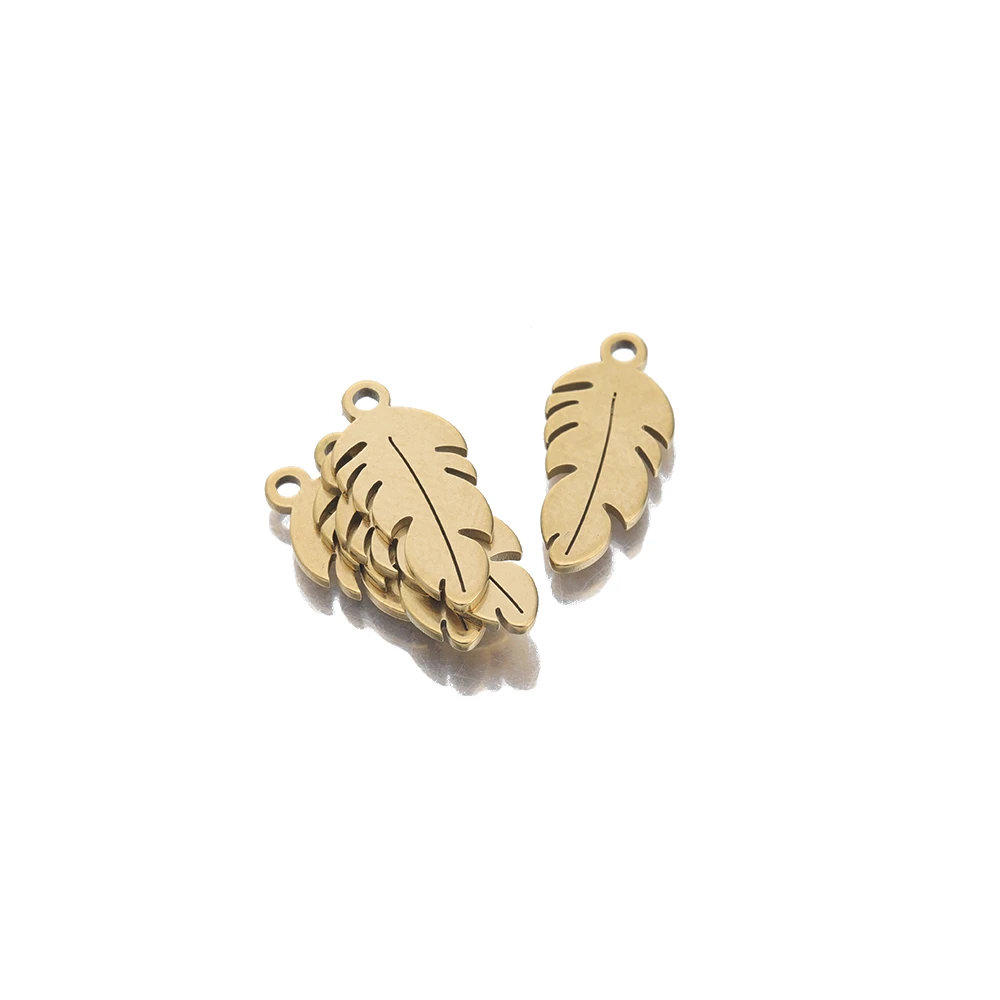 20Pcs Stainless Steel Gold Plated Feather Leaf Charms Angel Wings Pendant For Diy Earrings Bracelet Necklace Jewelry Making