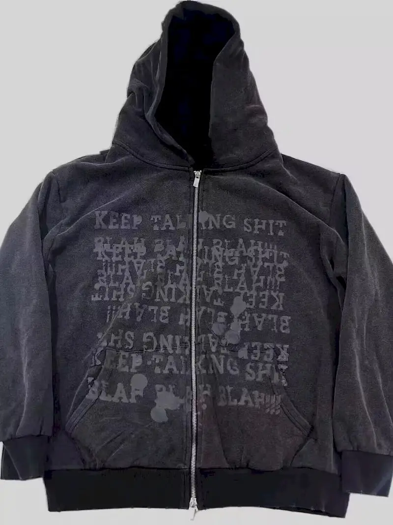 

Большие толстовки для женщин и мужчин, потертые винтажные пальто с капюшоном и принтом, теплый кардиган на молнии в стиле панк, уличная нишевая толстовка в стиле хип-хоп