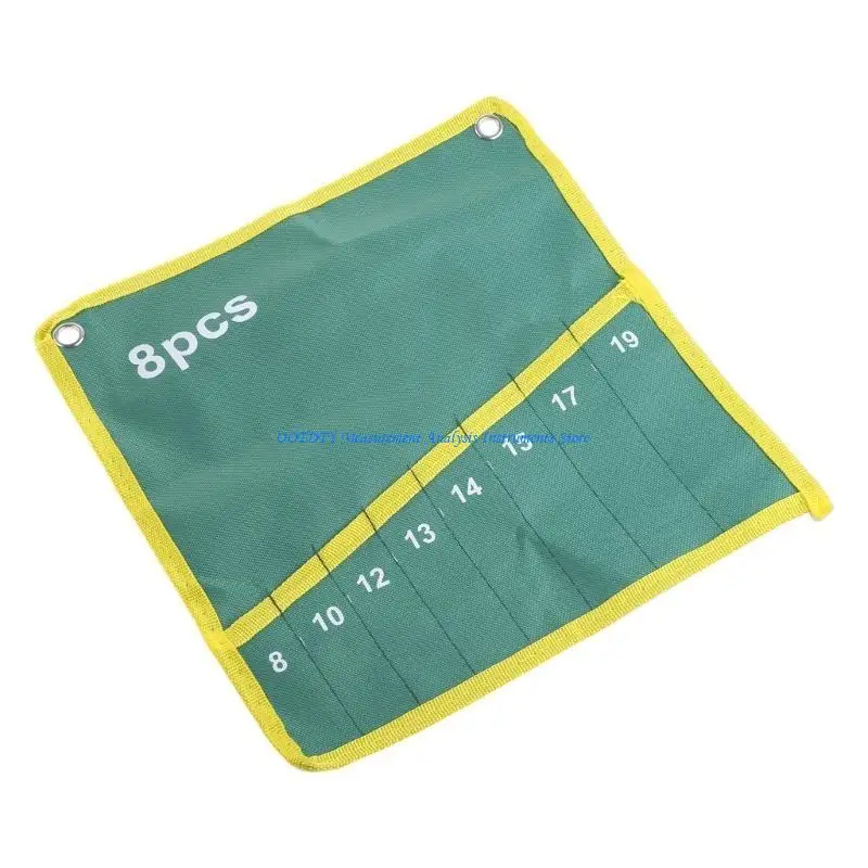 367D 8 Pockets Durable Canvas Spanner Wrench Tool Storage Bag