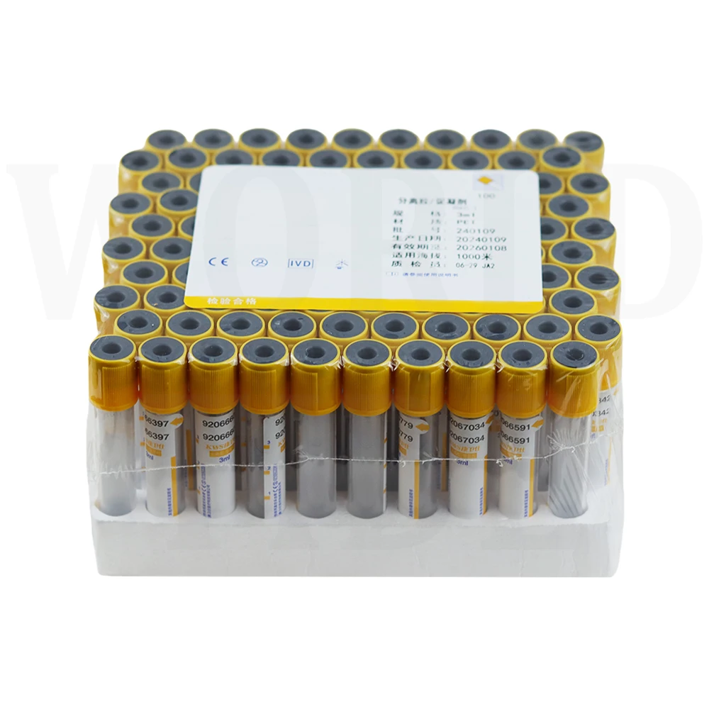 3/5/10ml Blood Collection Tube Vessel Separation Gel Coagulant Disposable Vacuum Negative Pressure Blood Collection Yellow Tube