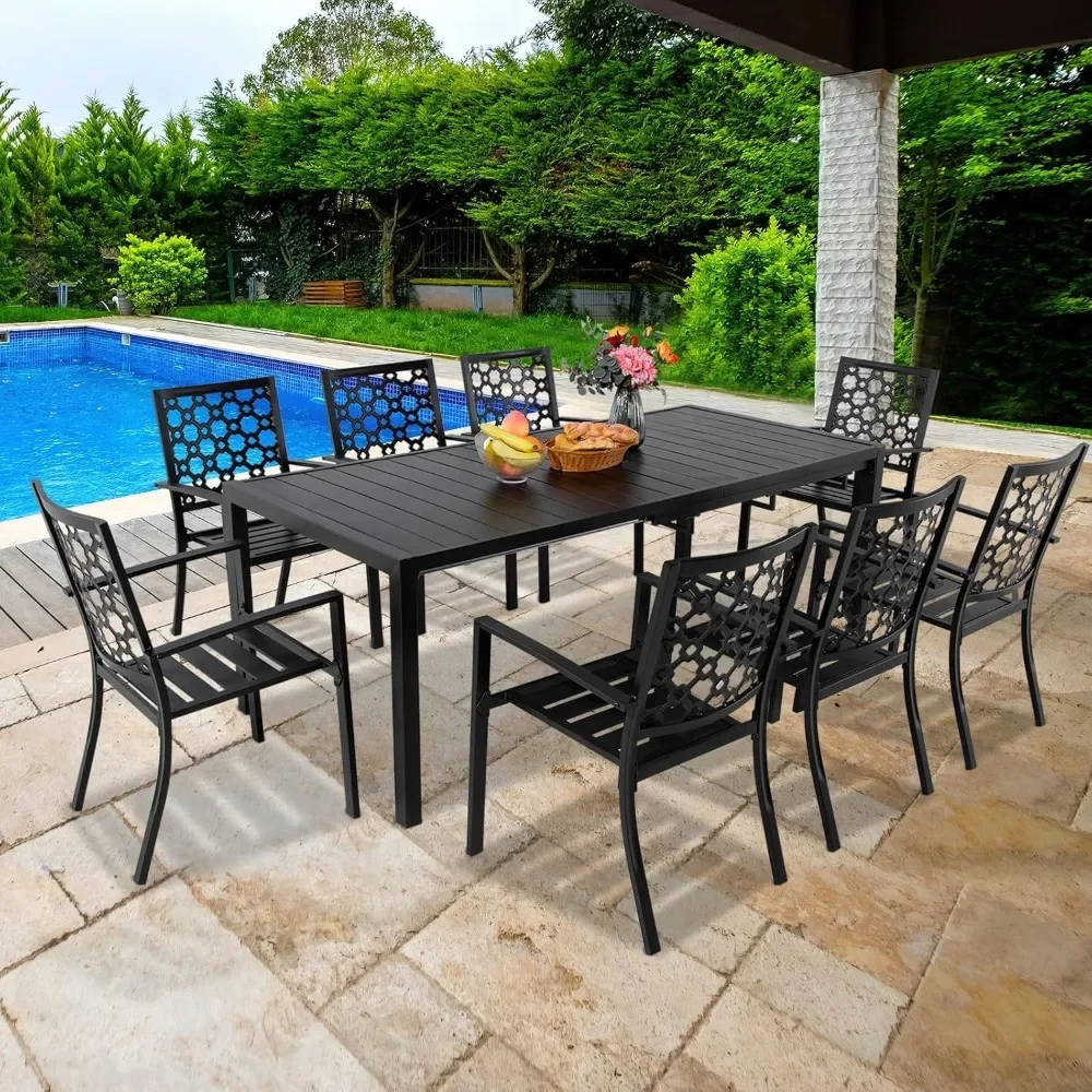 Dining Chair Table Set for 8 People Stackable Dining Chairs Outdoor Furniture Set 9 Pieces Patio Chair Set