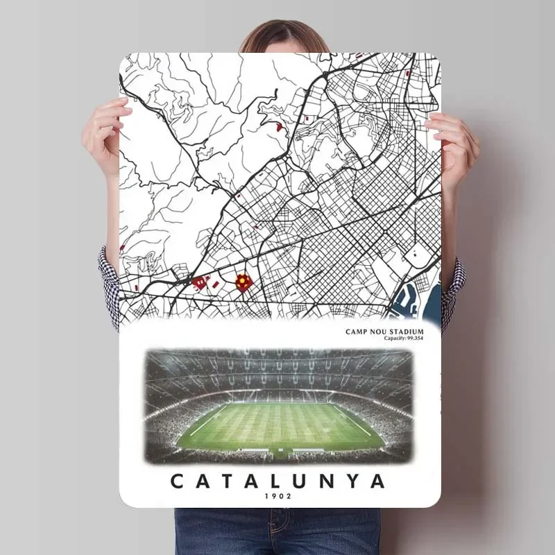 Catalunya Sports Metal Poster Retro Metal Sign Man Cave Decor Tinplate Sign for Wall Art Decoration Outdoor Decors Art of Murals