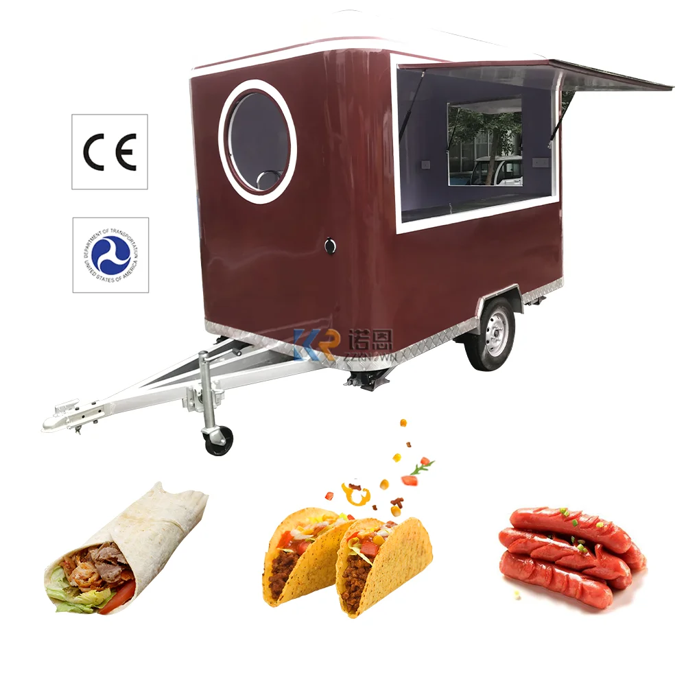 Mobile Food Truck With Pizza Oven Outdoor  Hotdog Cart Commercial Kitchen Equipment Ce Dot Support