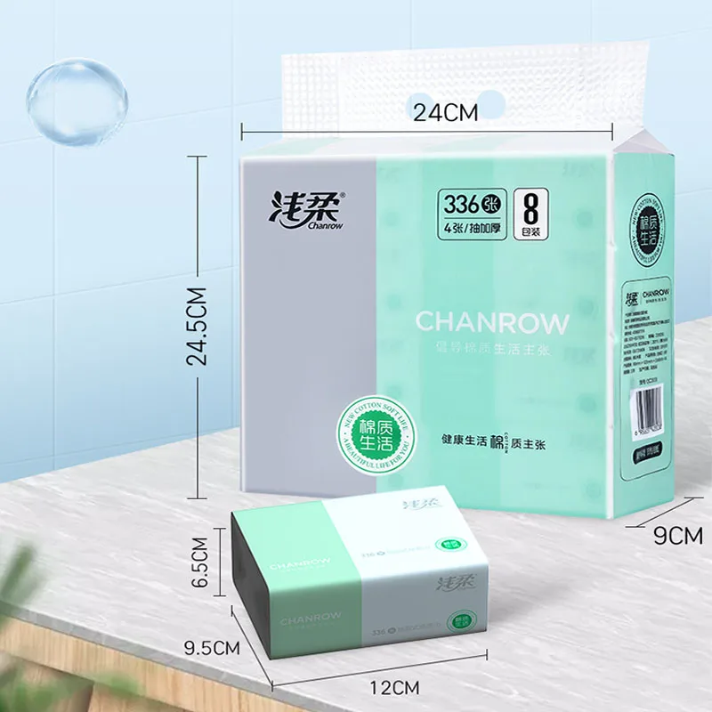 변기 종이 일회용 티슈, 4 층 두께, 습식 페이셜 티슈, 주방 냅킨, 손수건, 8 팩, 336 개/팩