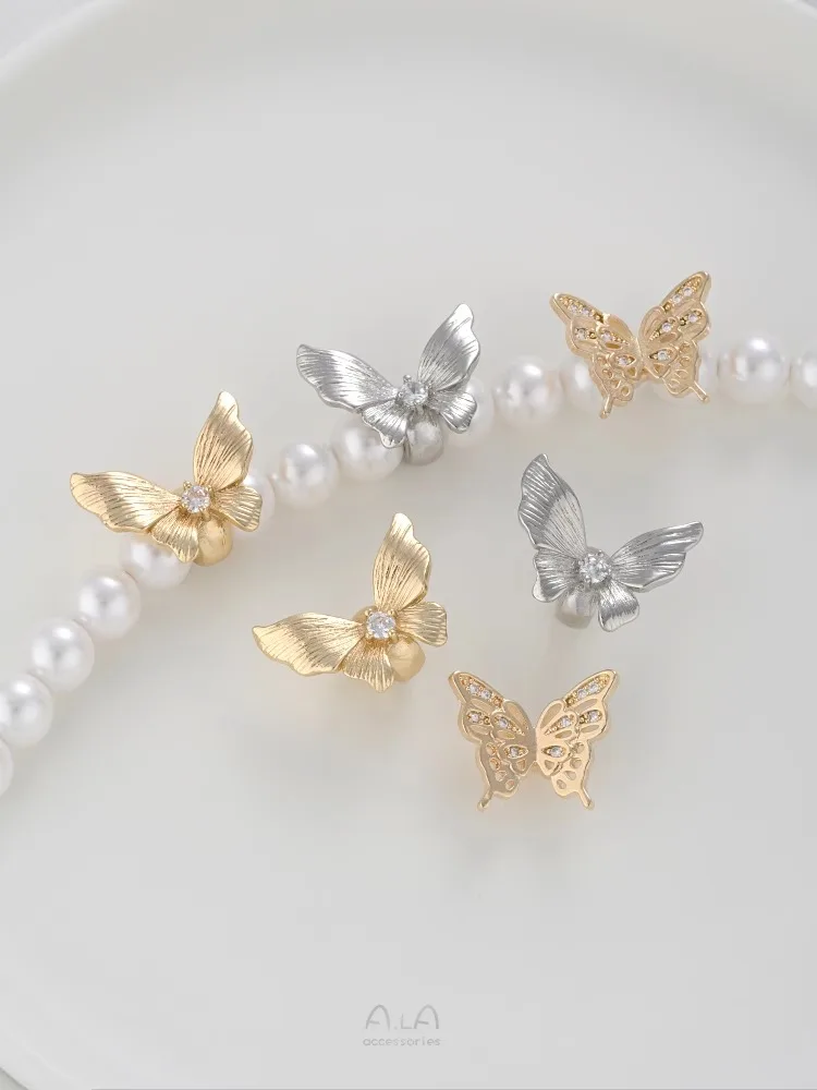 

14K Gold Inlaid Zirconium with String Holes Butterfly Separated Beads Handmade DIY Bracelet Necklace Pearl Jewelry Accessories