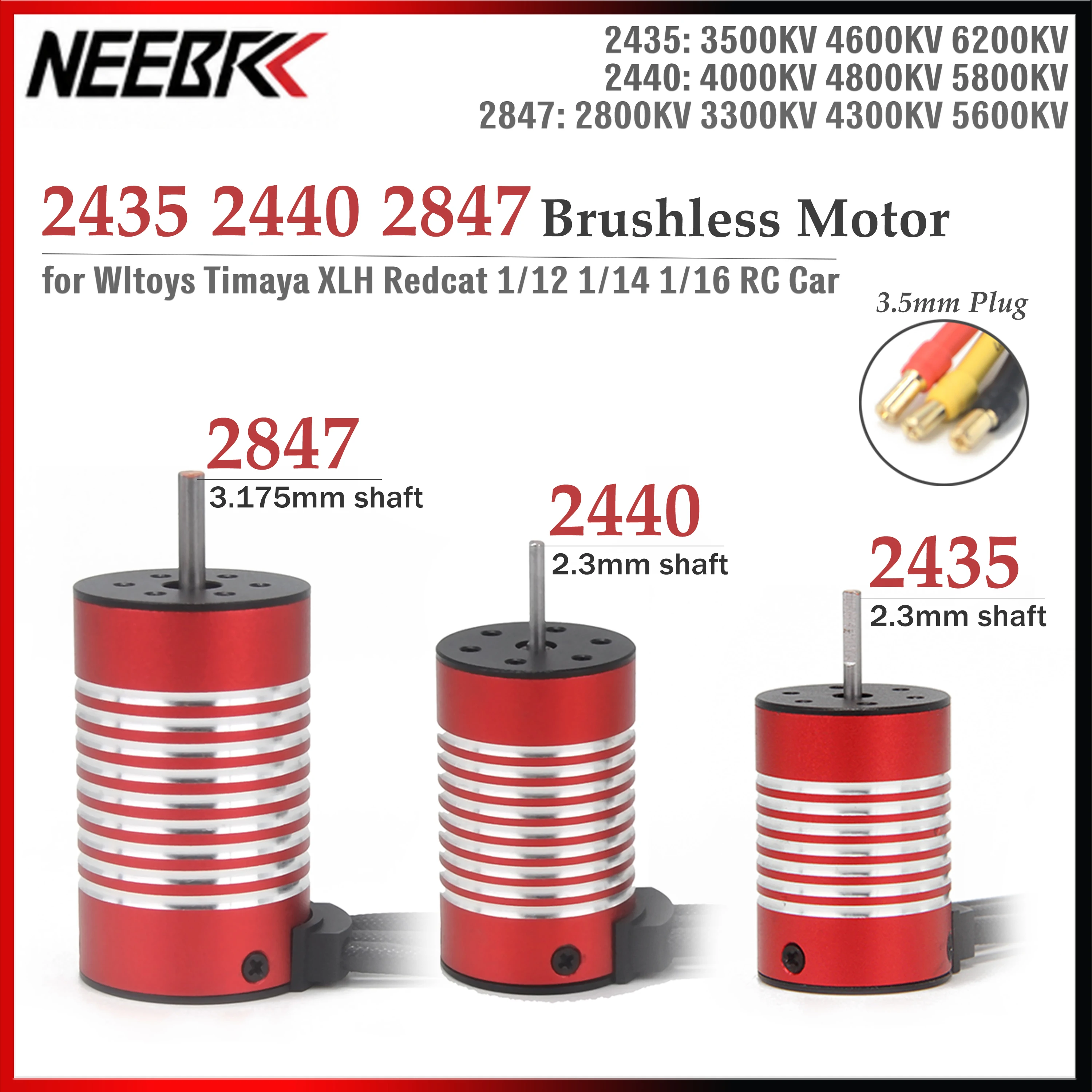 NEEBRC 2435 2440 2847 Brushless Motor for Wltoys Timaya Remo Hobby XLH Redcat 1/12 1/14 1/16 RC Car Truck Buggy Boat Model Parts