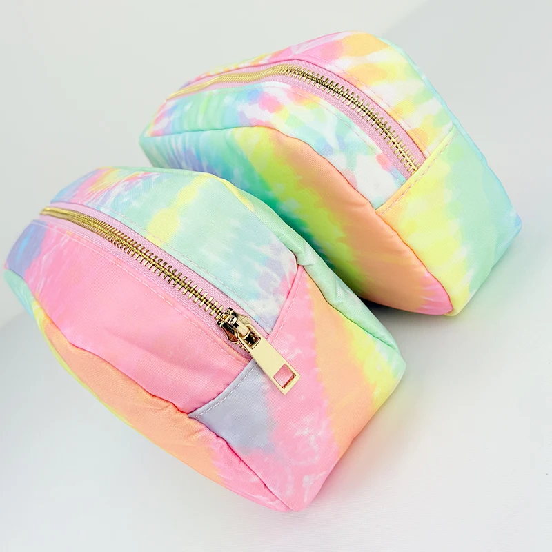 4 Sizes Waterproof Rainbow Nylon Makeup Bag DIY Large Capacity Outdoor Travel Toiletry Pouch Snack Storage Bag