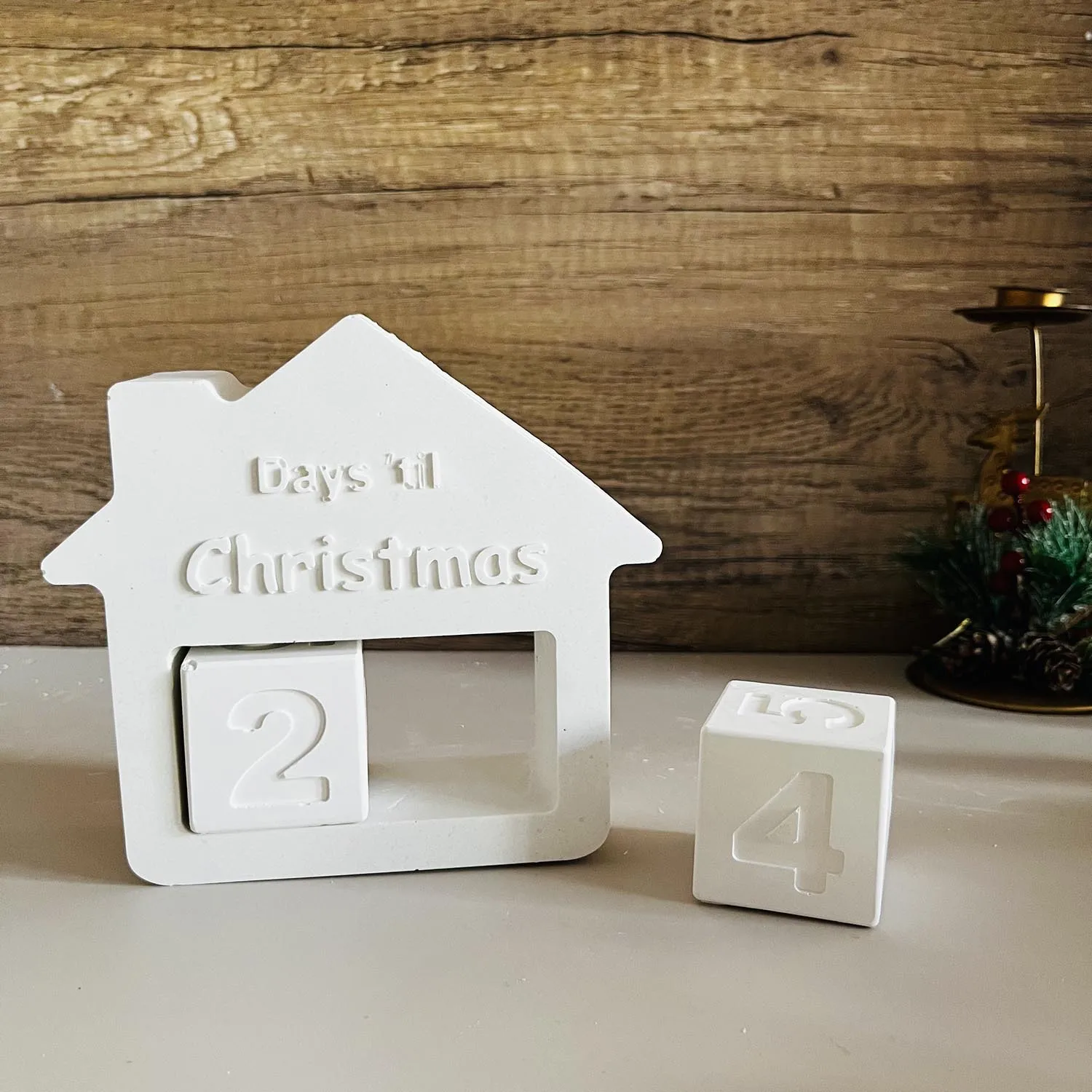 Christmas Countdown Calendar Ornaments Silicone Mold Date Dice Star House Decoration Mold Countdown Casting Plaster Mould 2024