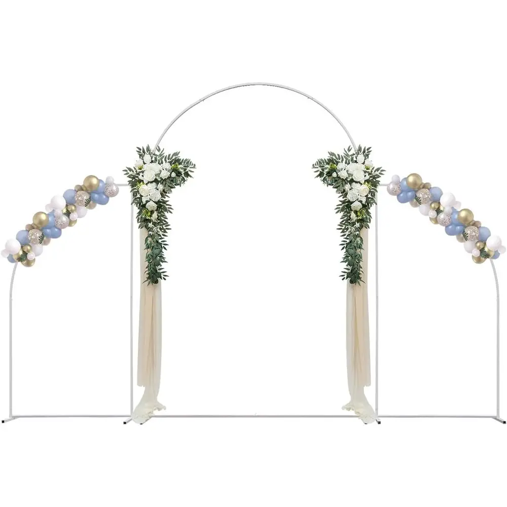 

Metal Arch Backdrop Stand Set, 7.2ft Tall, 3-Piece, for Wedding, Garden, Birthday, Shower Decorations (White)