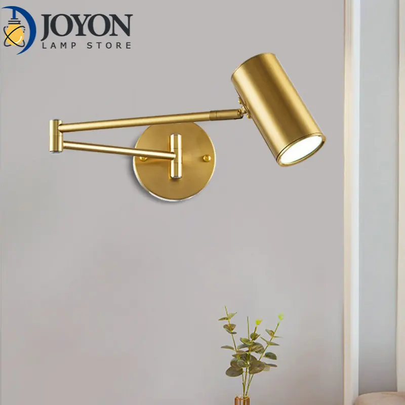 

Light Luxury Modern LED Double Section Swing Arm Wall Lamp Bedroom Bedside Study LED Adjustable Night Light Living Room Lighting