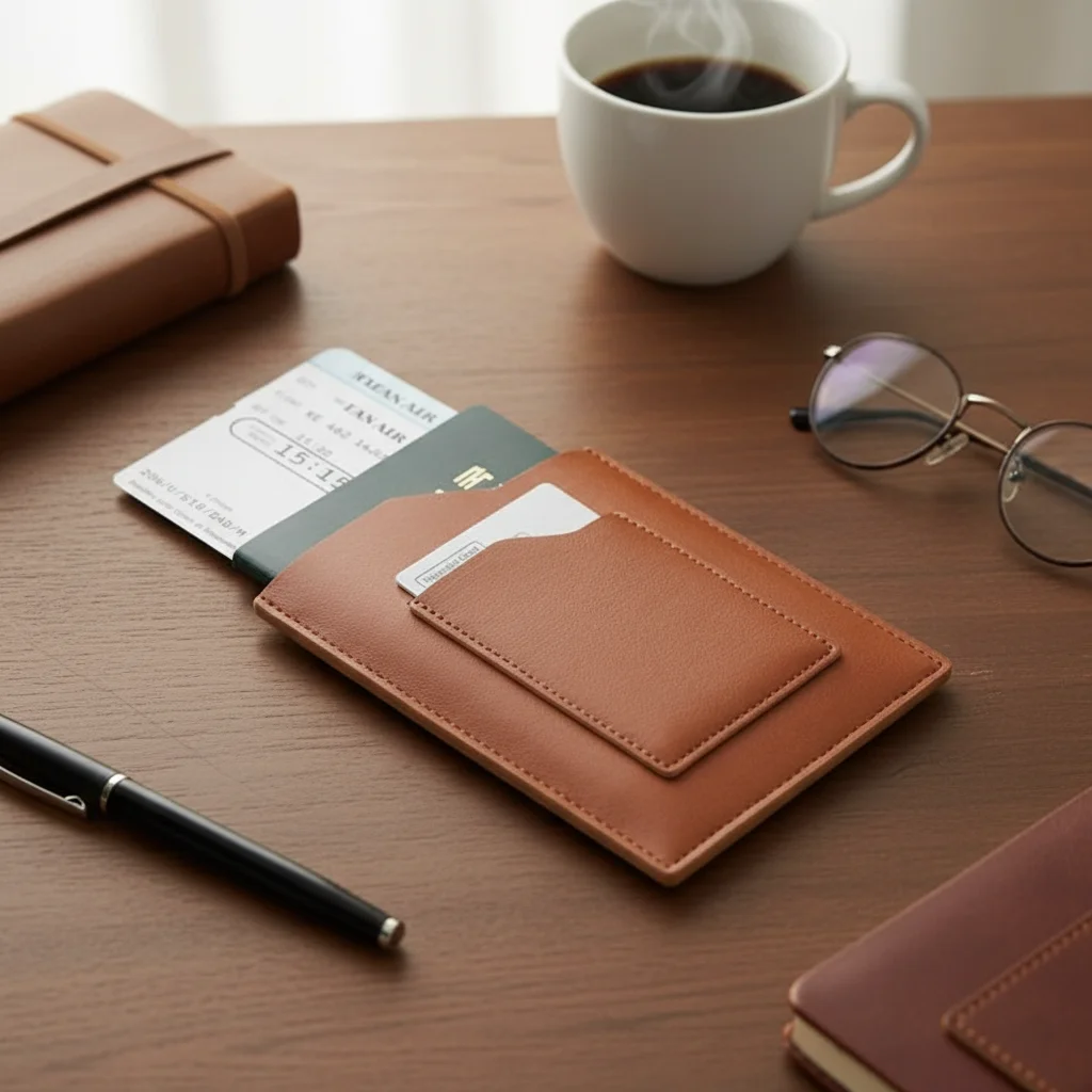 PU Passport Holder Travel Document Card Holder Portable Ticket Storage Organizer for Air Train Travel