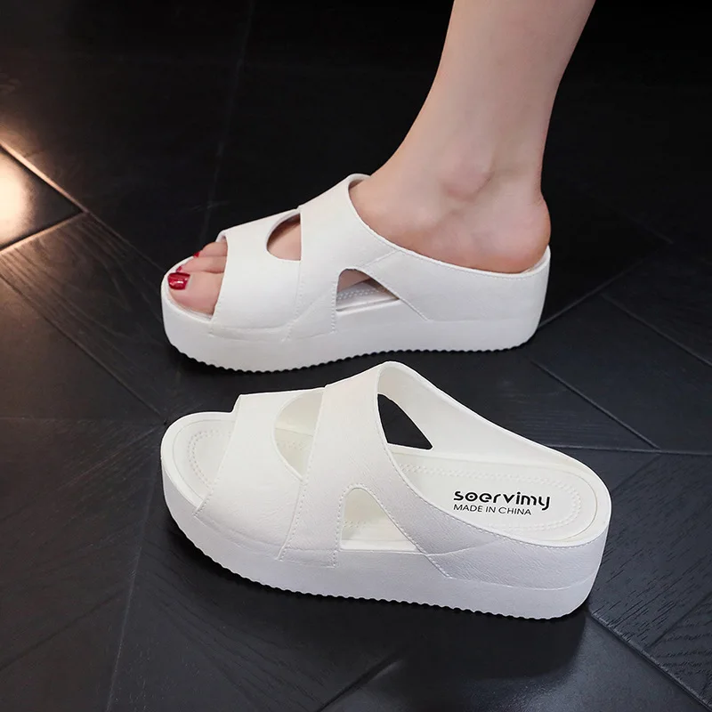 New Women\'s Platform Slides Pantuflas De Mujer Fashion Open Toe Wedges Sandals Slippers Outdoor Casual Non-slip Flatform Slides