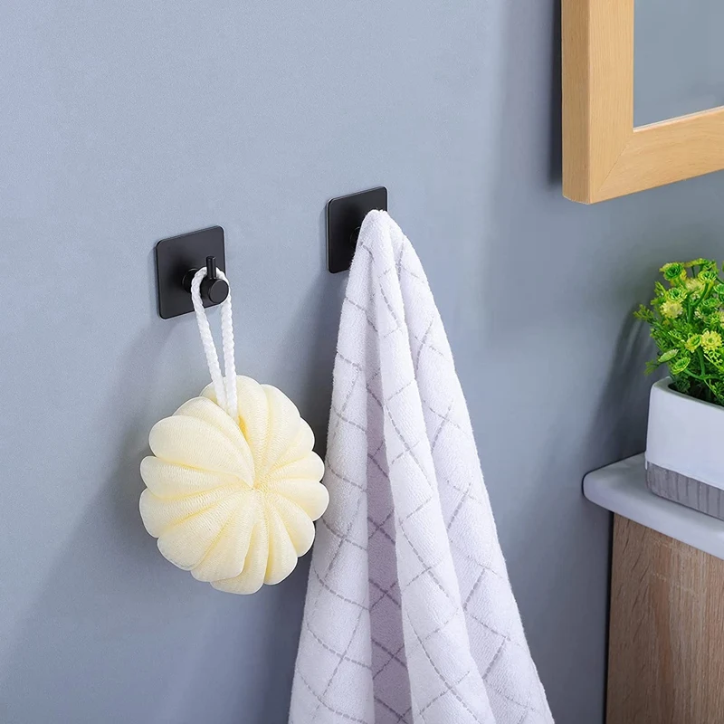 Towel Holder With 2 Packs Adhesive Hooks 16-Inch Hand Towel Rack Towel Hook Stick On Wall, Bathroom Hardware